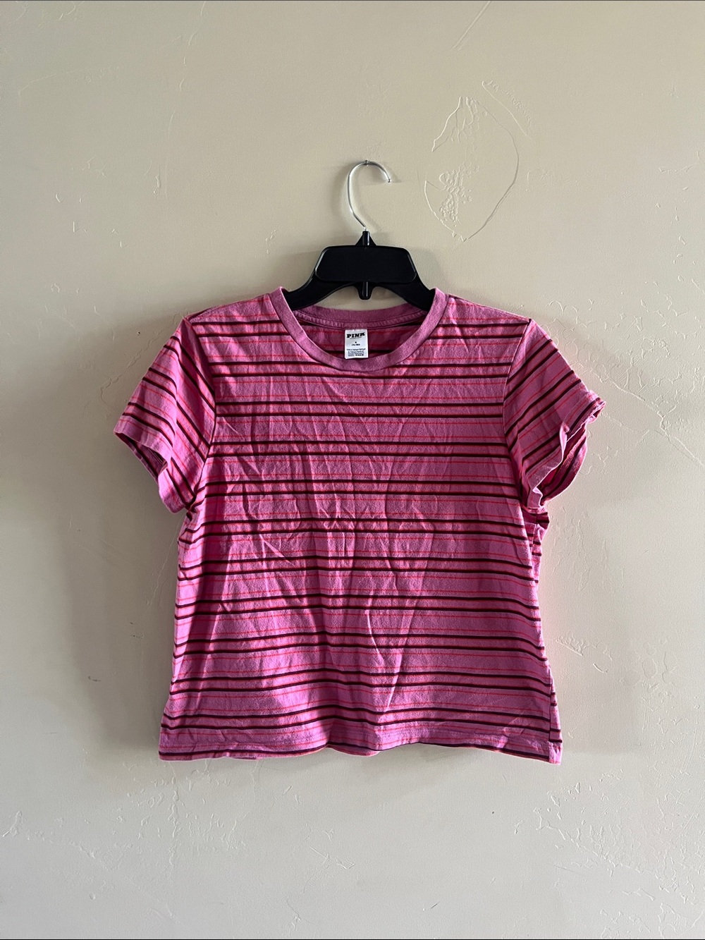 PINK Victoria's Secret Pink Striped Crewneck Tee